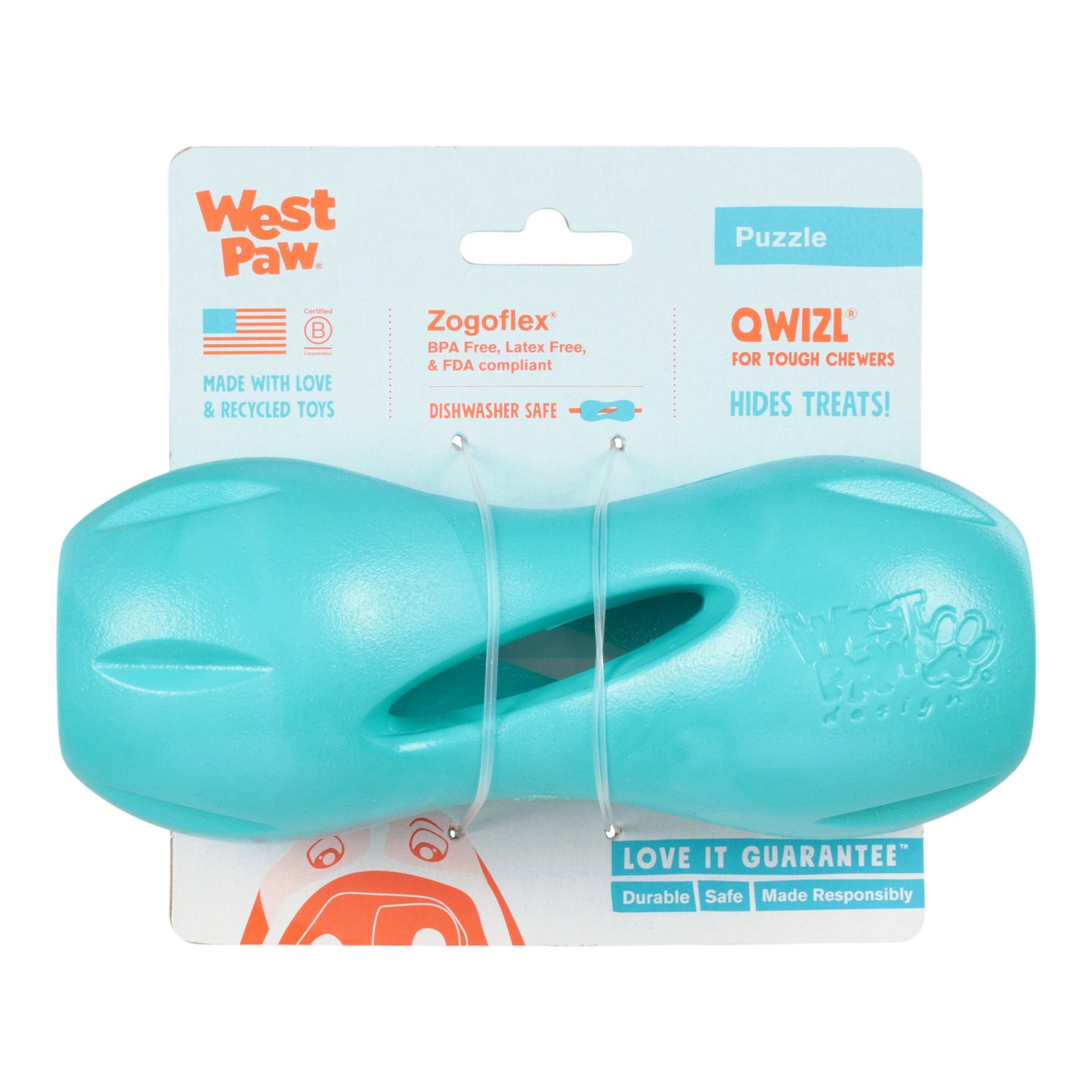 Qwizl Teal Treat Toy for Dogs