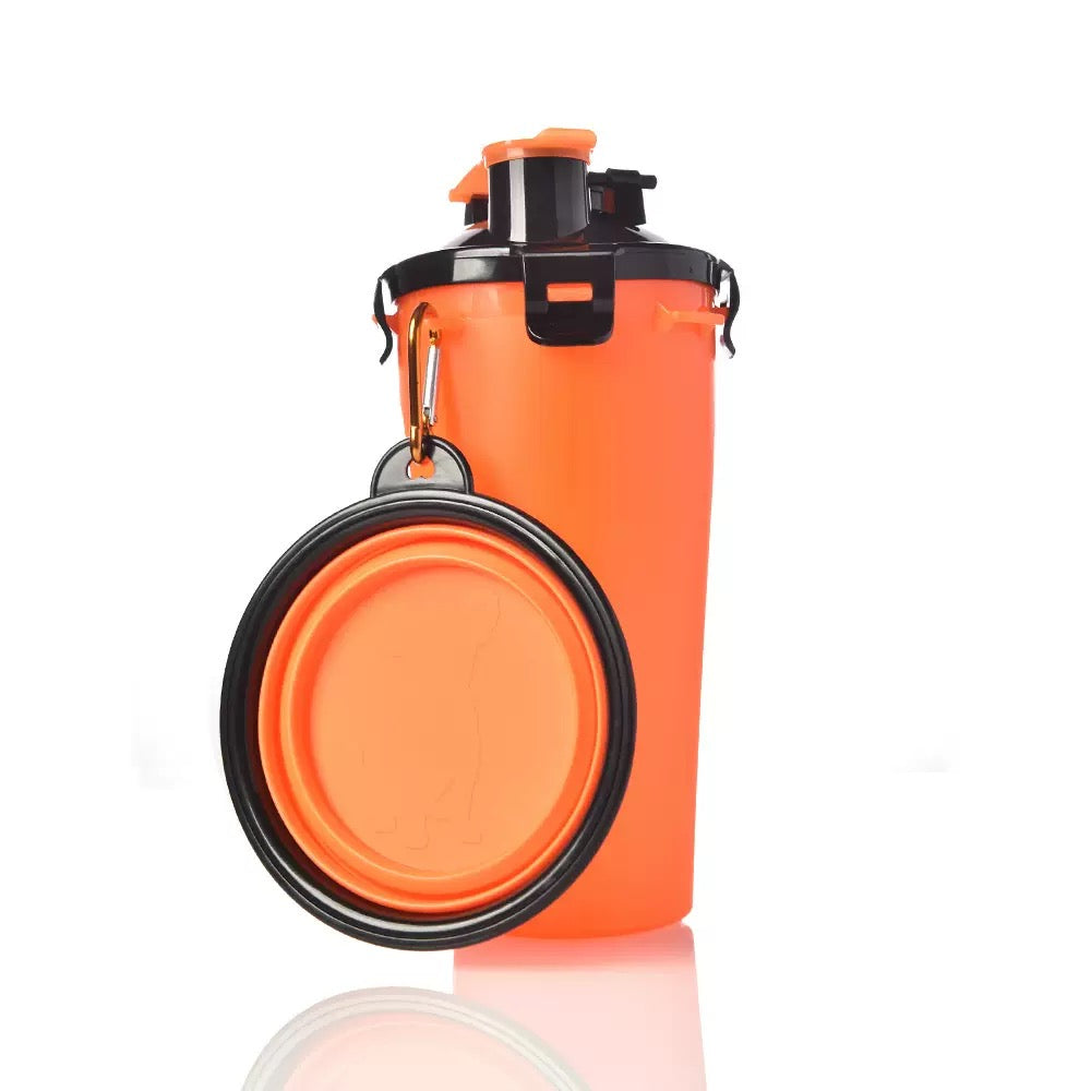 Portable Pet Travel Water and Food Bottle with Extra Bowl