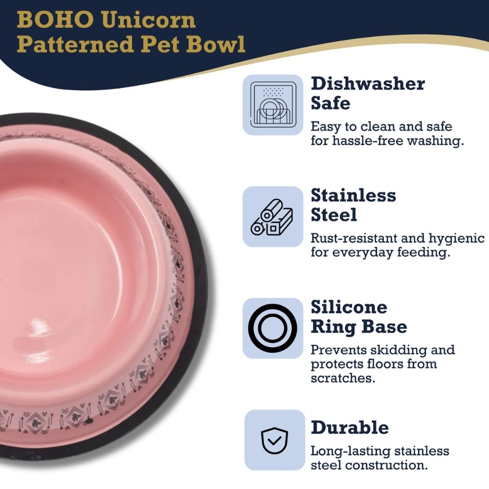 Boho Unicorn Stainless Steel Dog Bowl 24oz