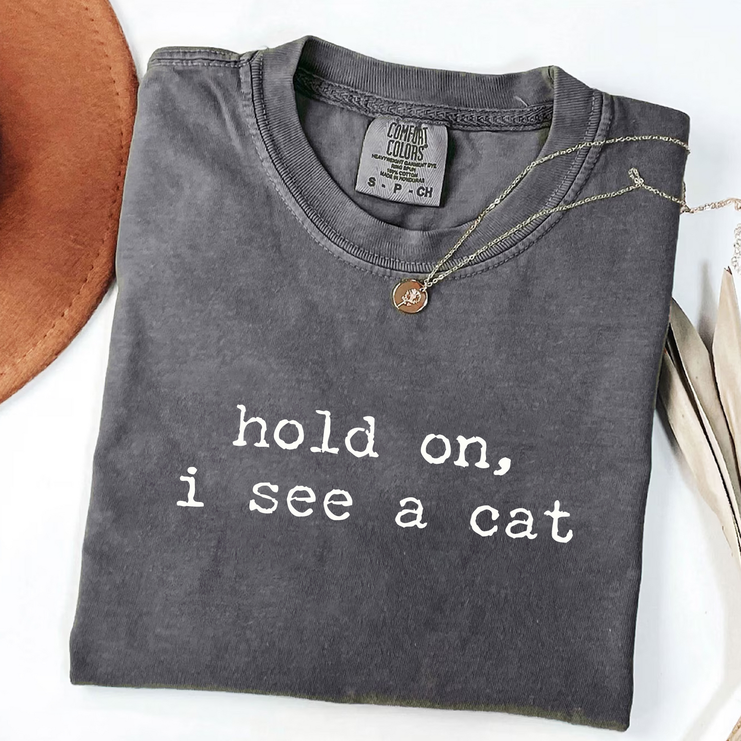 Hold On I See a Cat Funny Cat Lover T-Shirt
