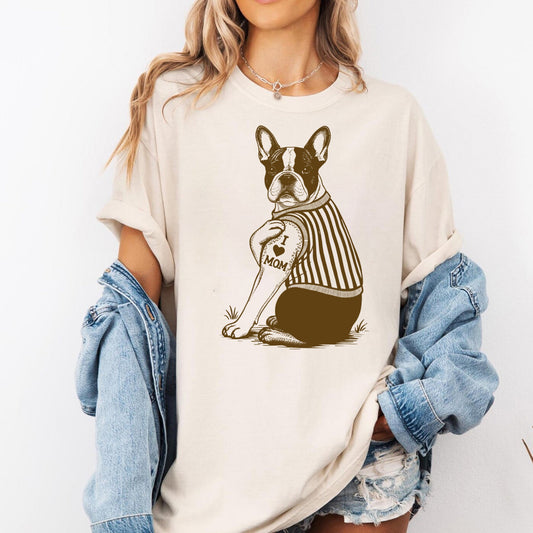French Bulldog I Love Mom Tattoo Graphic Tee