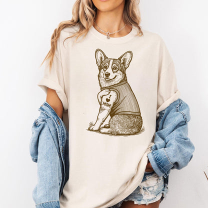 Corgi I Love Mom Tattoo Graphic Tee