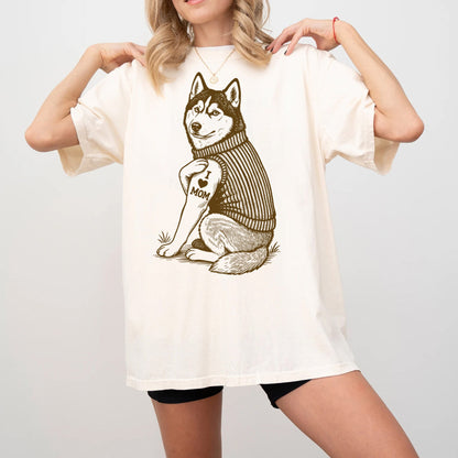 Siberian Husky I Love Mom Tattoo Graphic Tee