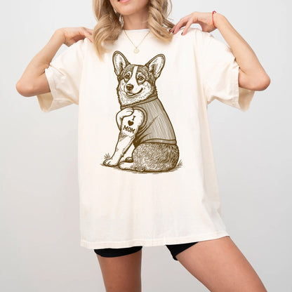 Corgi I Love Mom Tattoo Graphic Tee