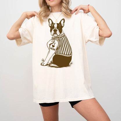 French Bulldog I Love Mom Tattoo Graphic Tee