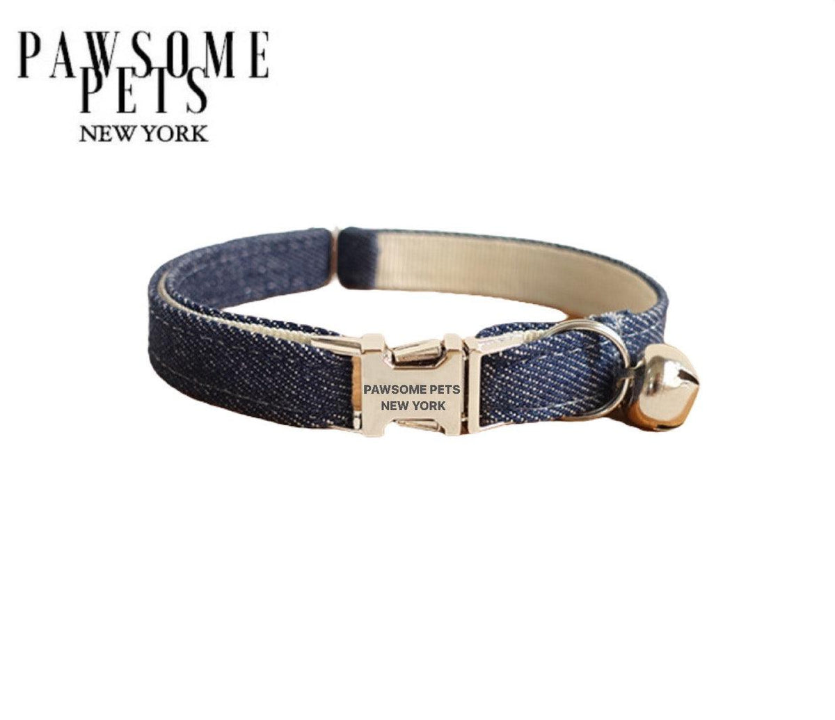 Dark Blue Jeans Adjustable Dog and Cat Collar
