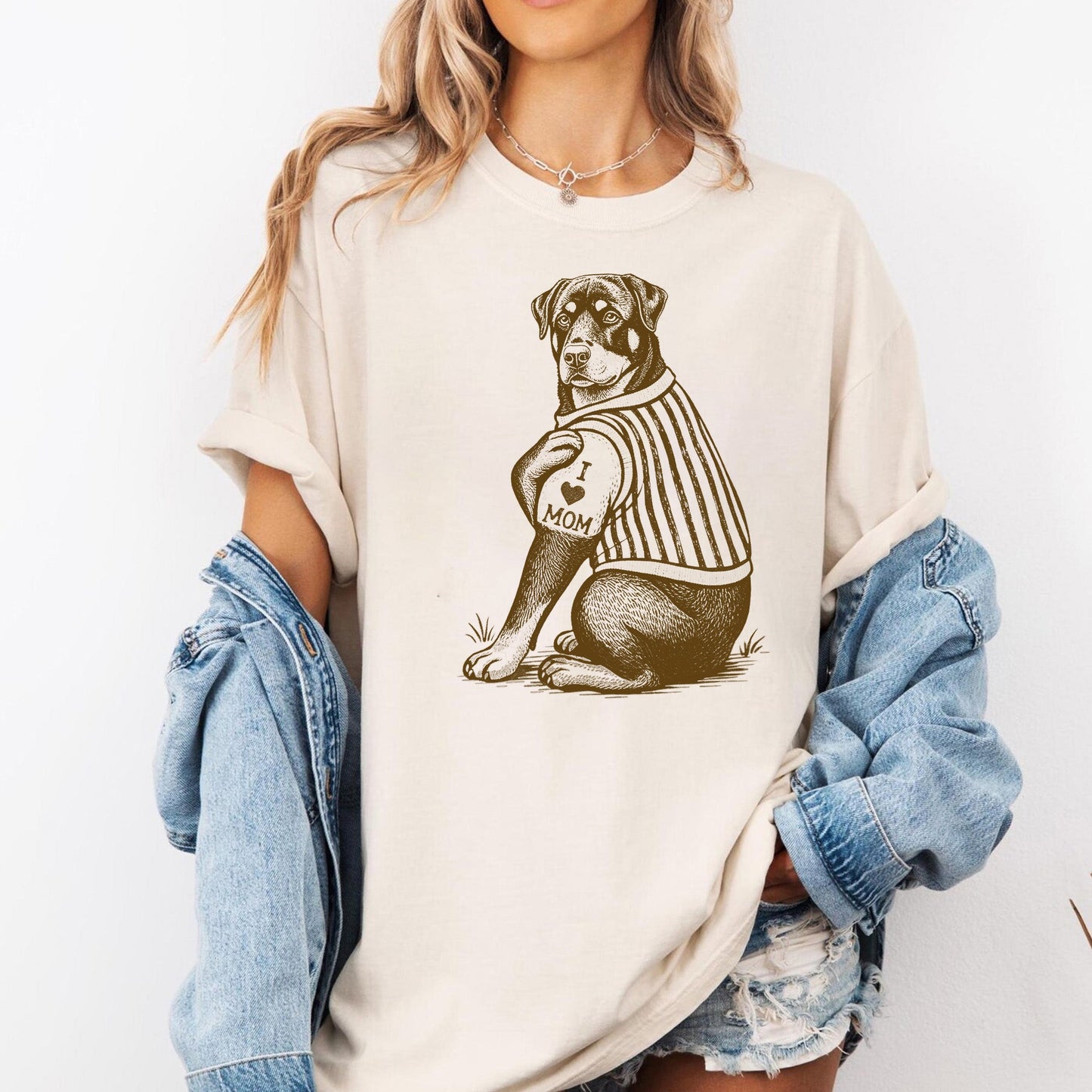 Rottweiler I Love Mom Tattoo Graphic Tee