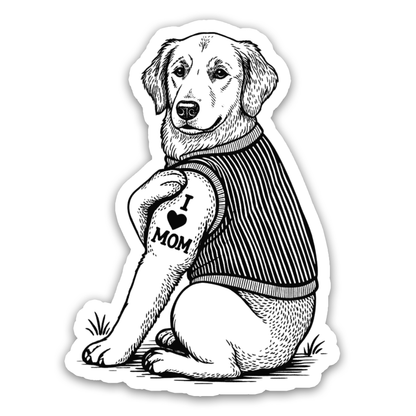 Golden Retriever I Love Mom Tattoo Dog Sticker