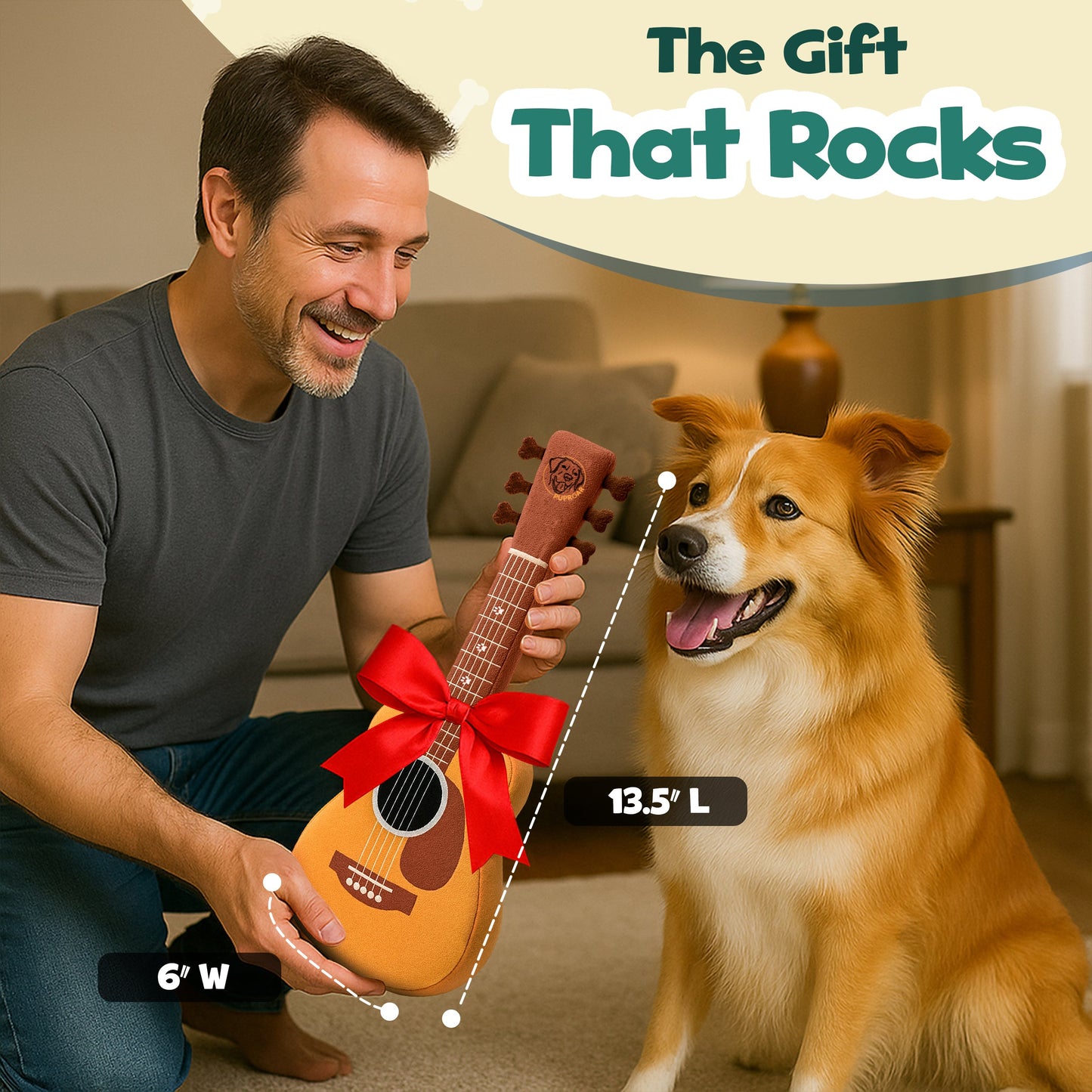 Guitar Squeaky Plush Dog Toy