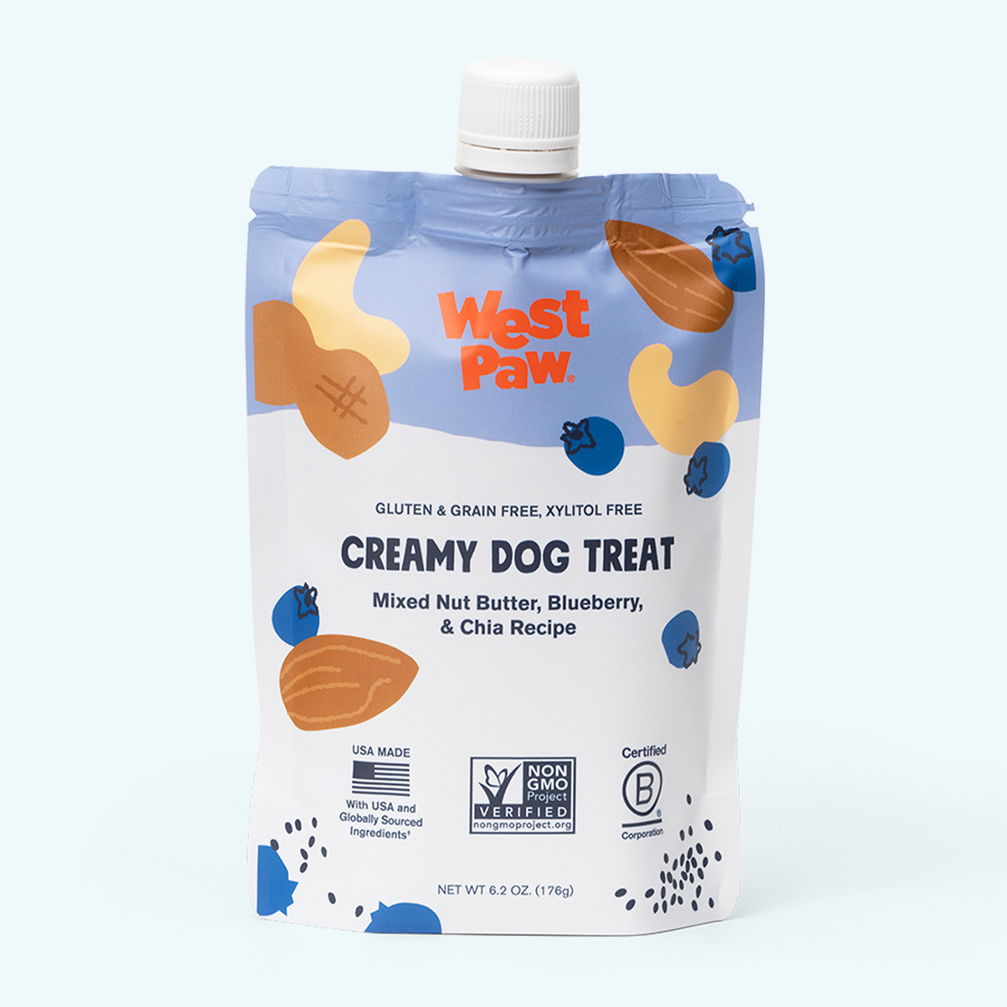 Nut Butter, Blueberry, and Chia Seed Creamy Dog Treat