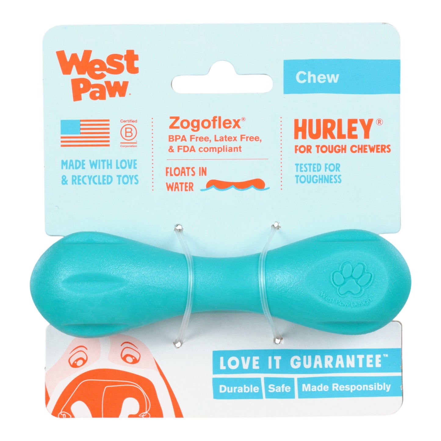 Hurley Teal Dog Bone Chew Toy
