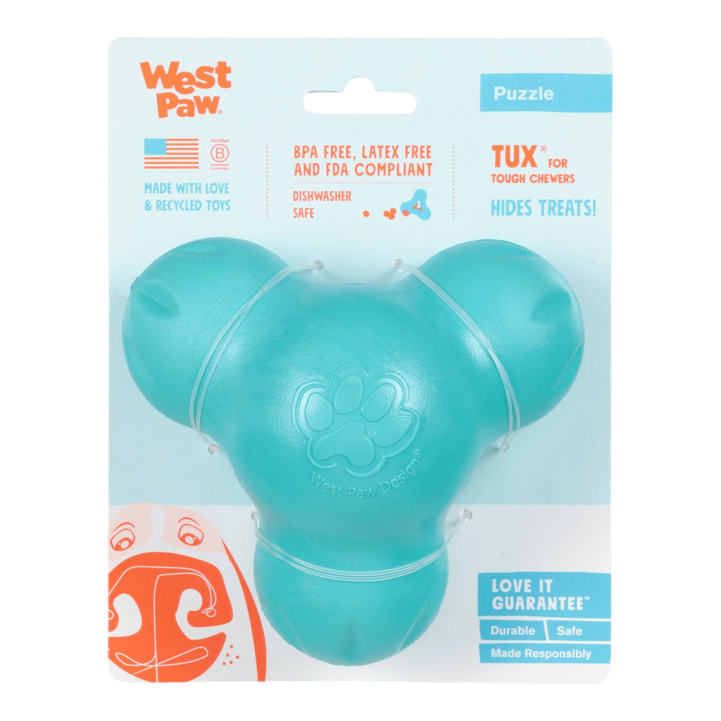Tux Teal Treat Toy for Dogs