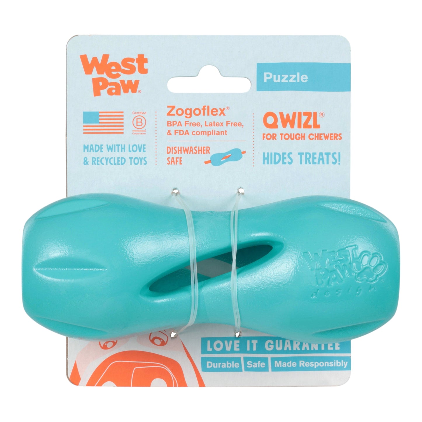 Qwizl Teal Treat Toy for Dogs