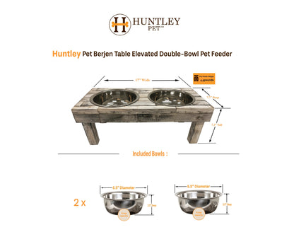 Elevated Double Bowl Pet Feeder in White Wash