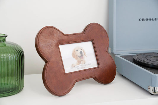 Bone Shaped Leather Pet Picture Frame