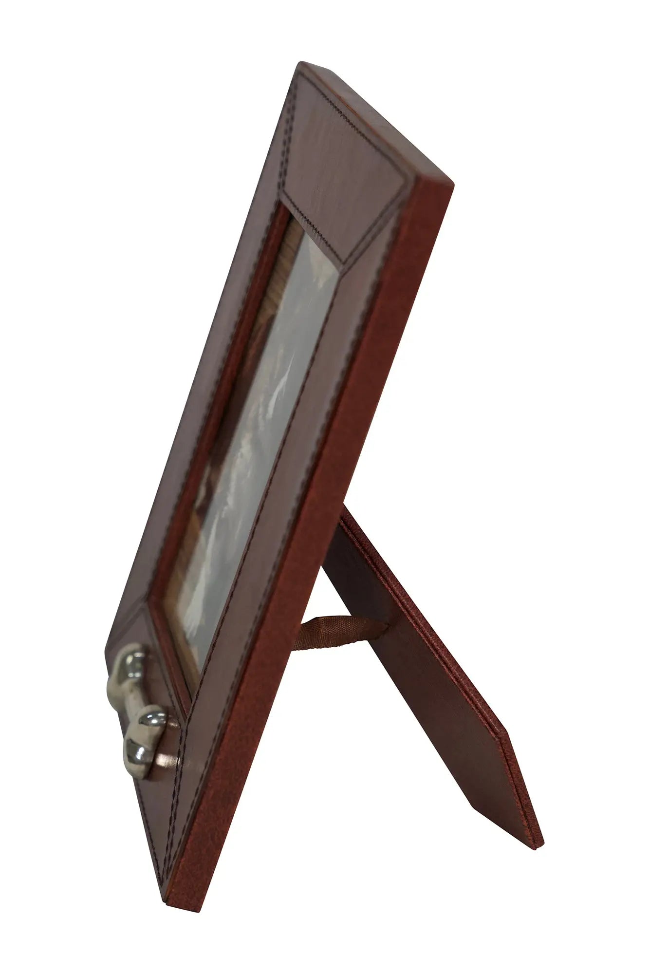 Leather Pet Picture Frame with Silver Bone Accent