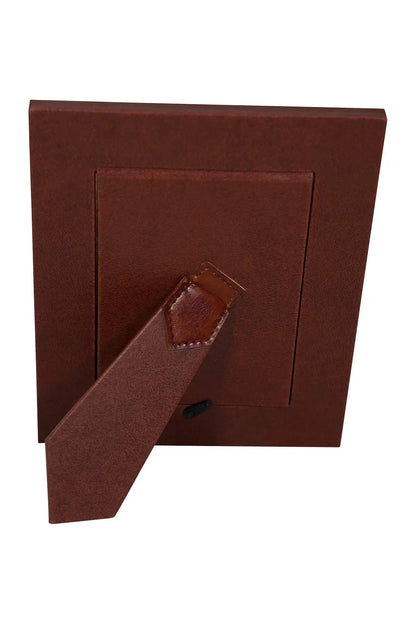 Leather Pet Picture Frame with Silver Bone Accent