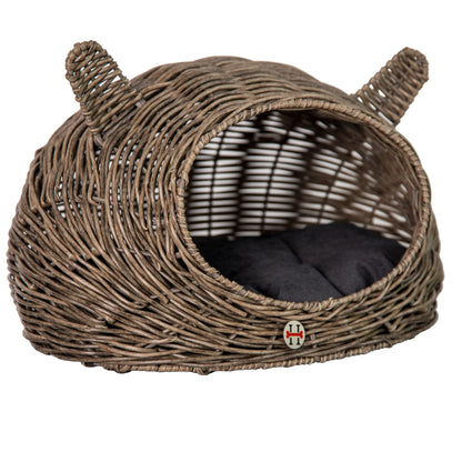 Wicker Cat Ear Playhouse and Pet Bed