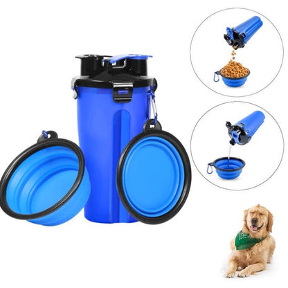 Portable Pet Travel Water and Food Bottle with Extra Bowl