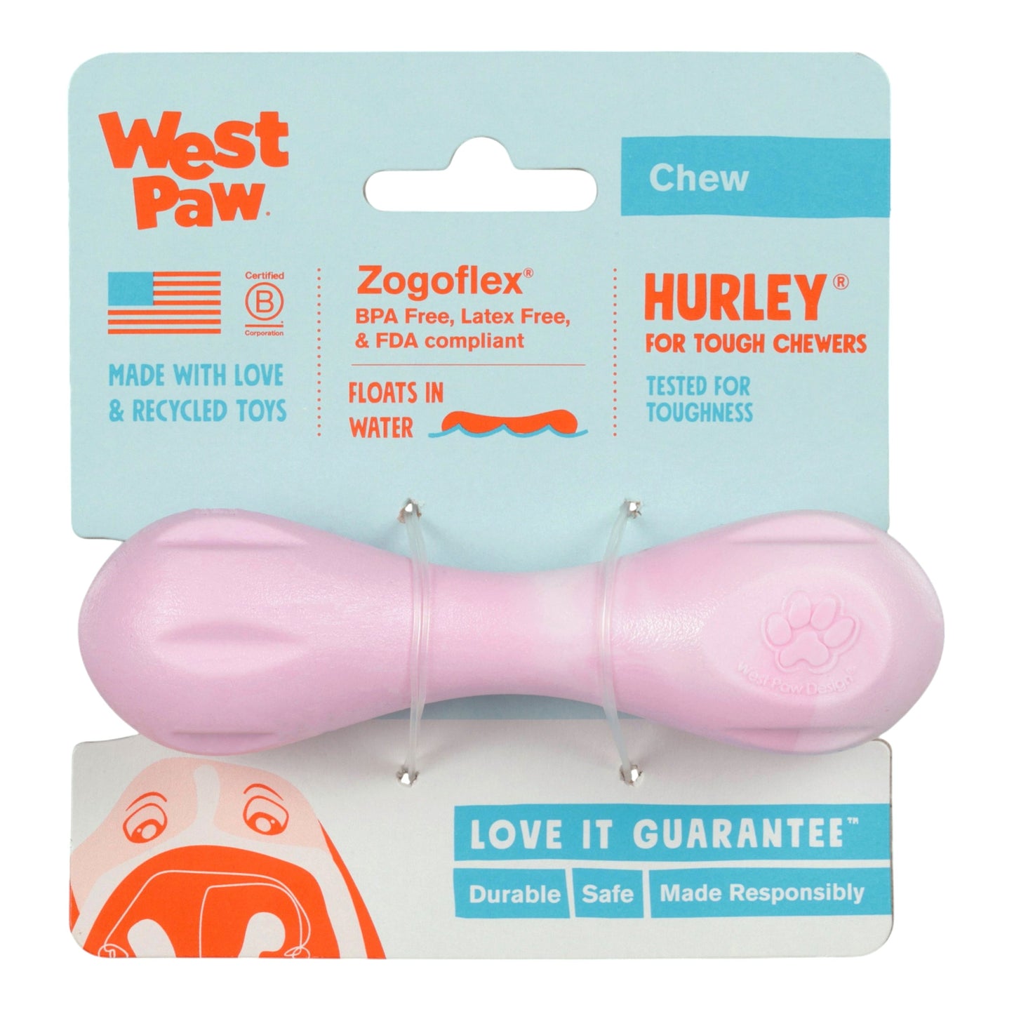 Hurley Bubblegum Swirl Dog Bone Chew Toy