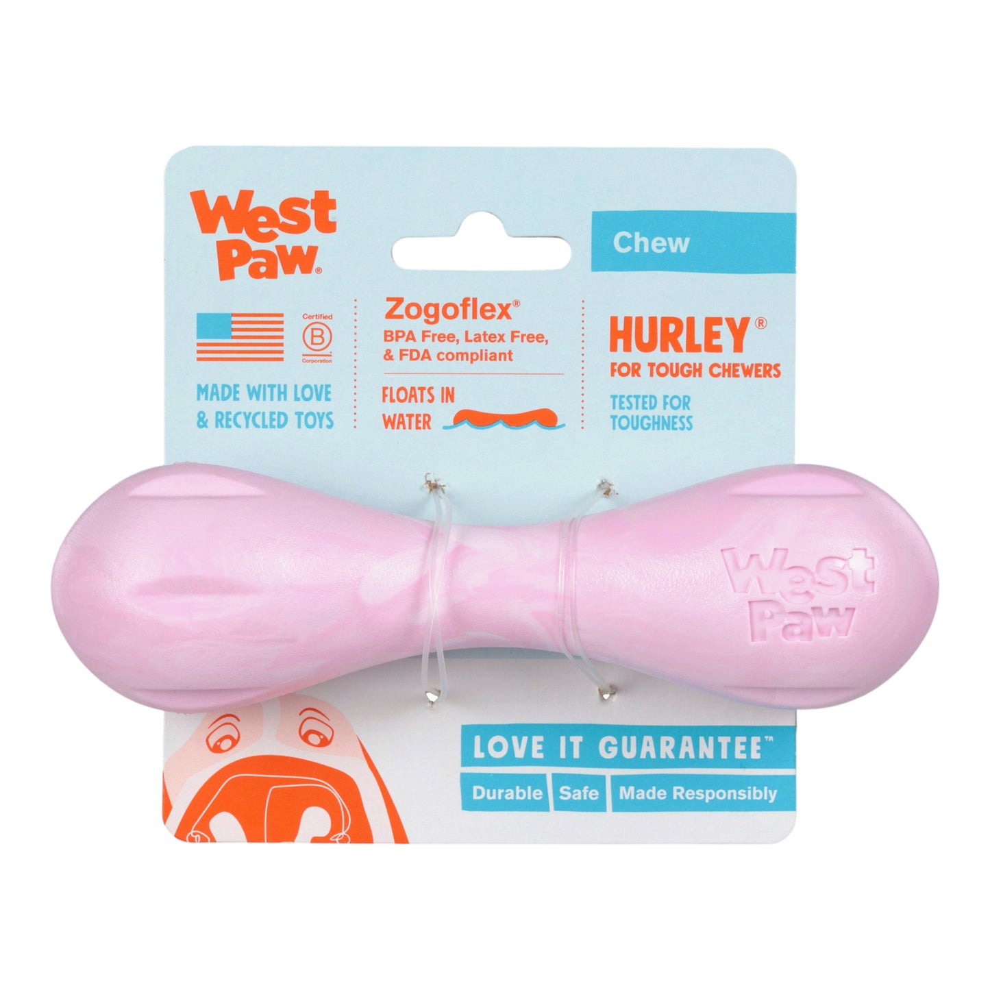 Hurley Bubblegum Swirl Dog Bone Chew Toy