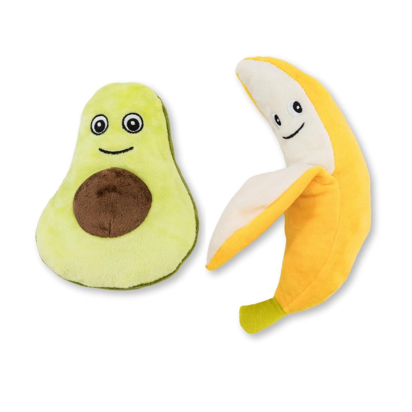 Avocado and Banana Plush Dog Toy Gift Set