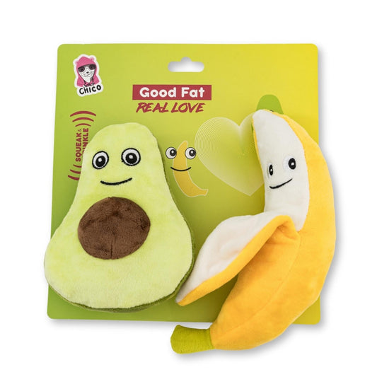 Avocado and Banana Plush Dog Toy Gift Set