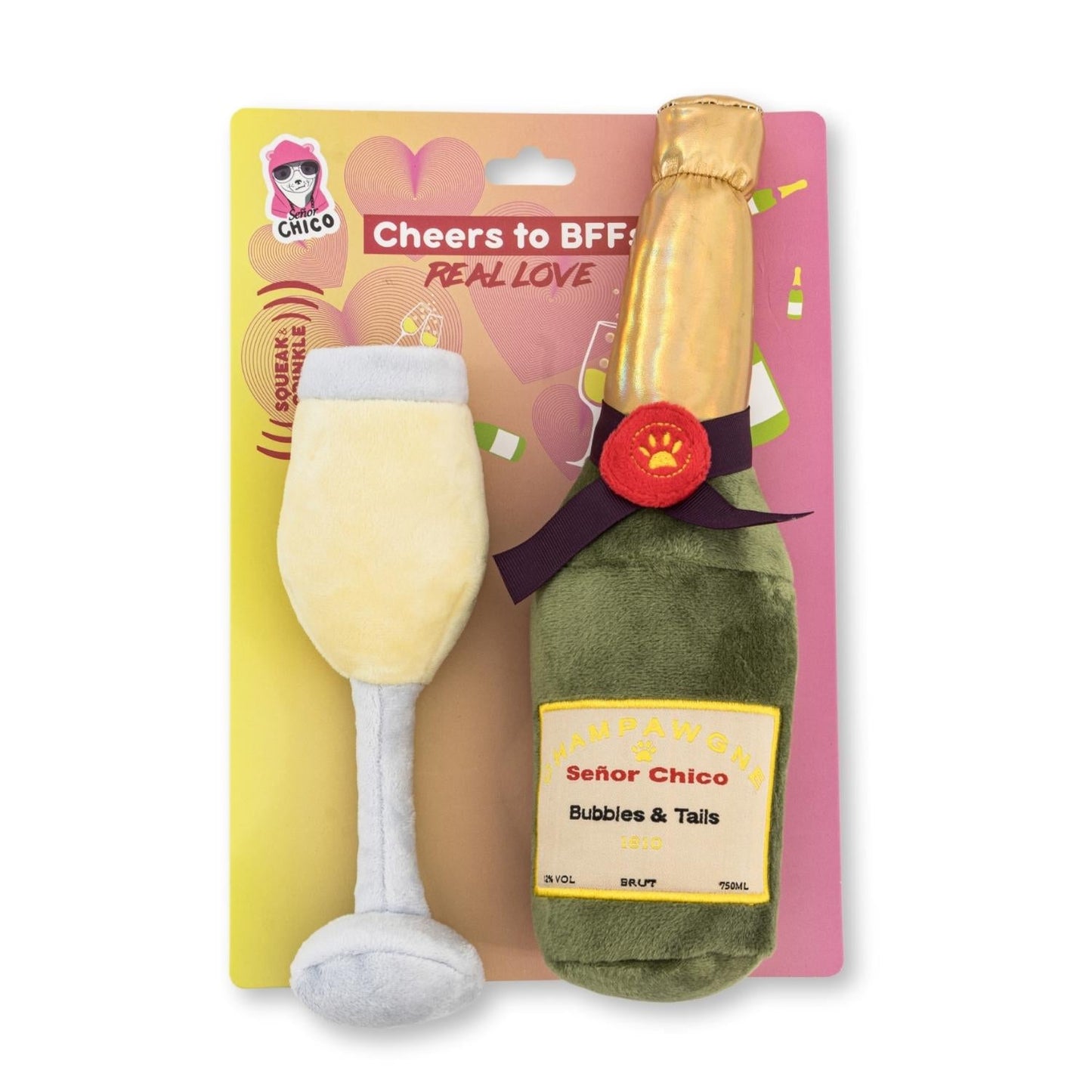 Champawgne Cheers Plush Dog Toy Gift Set