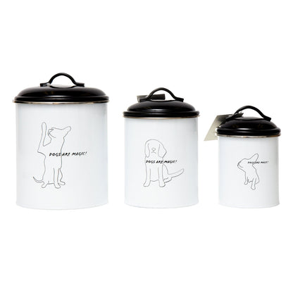 Country Living Set of 3 Pet Treat Storage Canisters Black and White