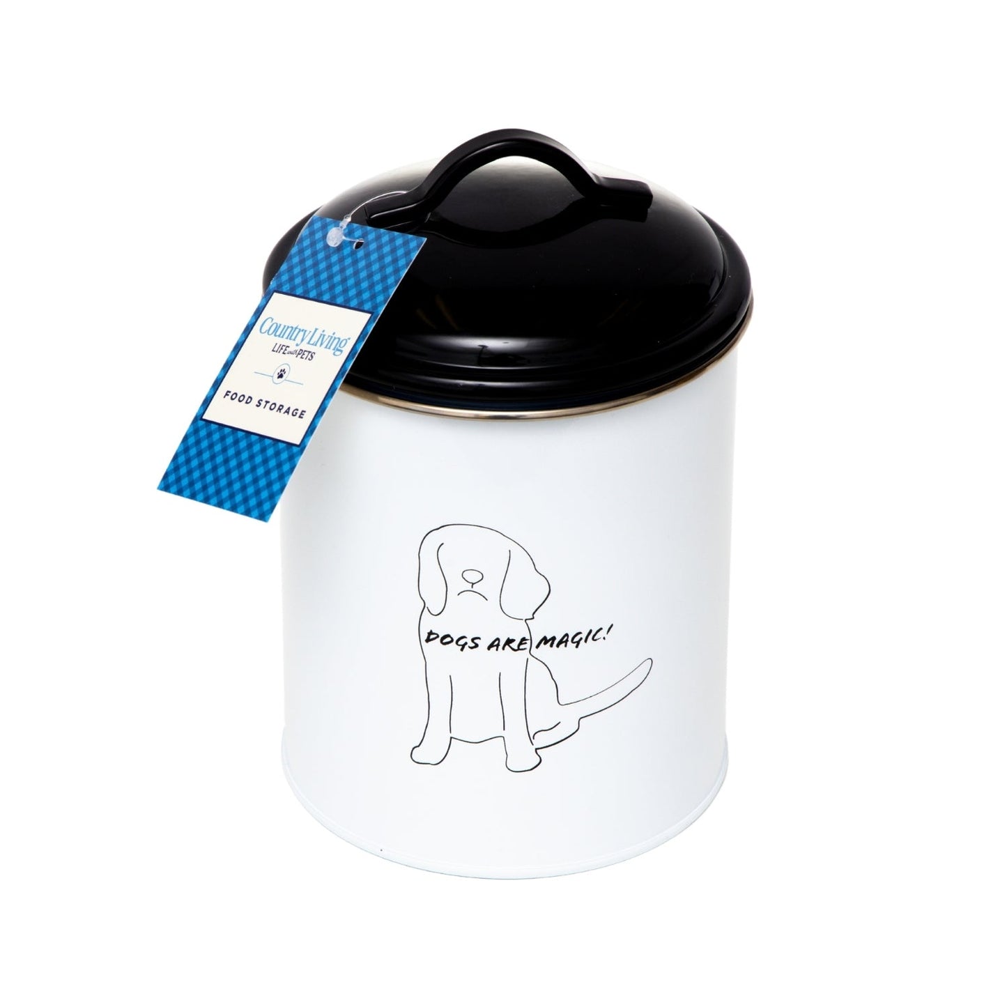 Country Living Set of 3 Pet Treat Storage Canisters Black and White