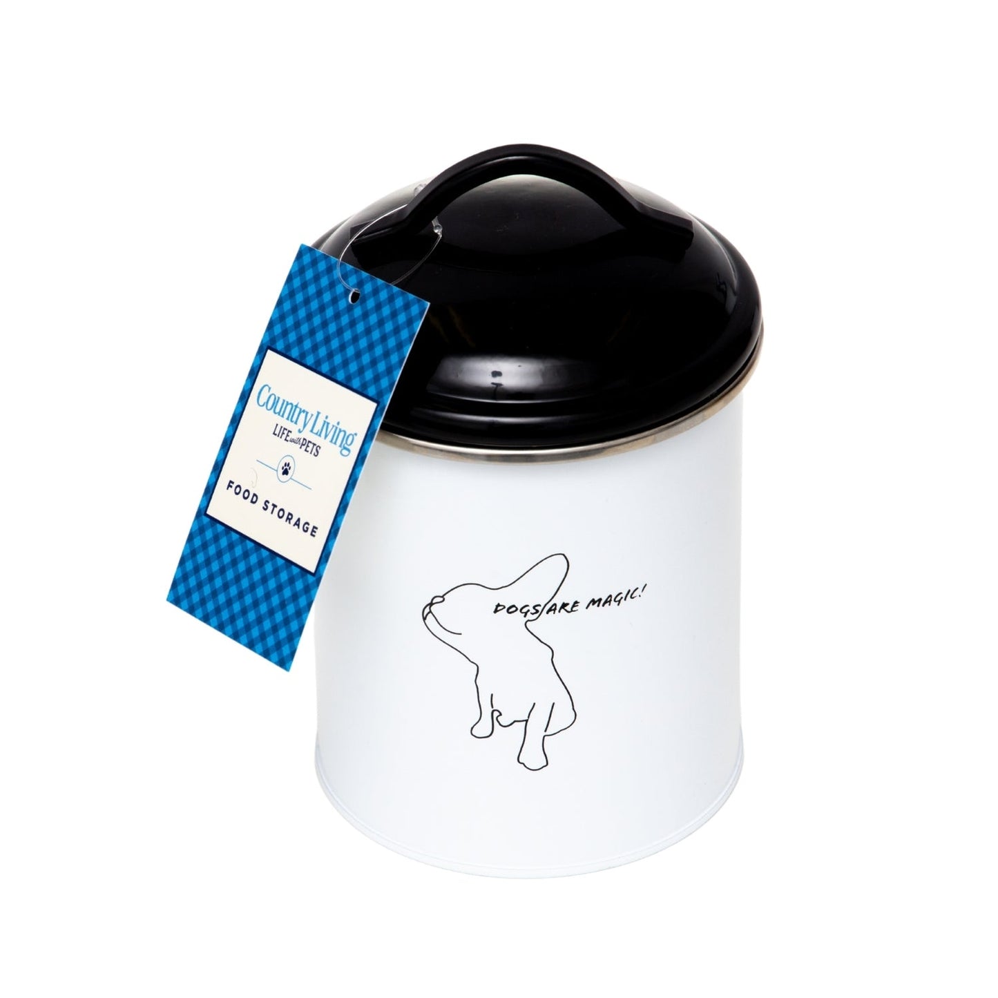 Country Living Set of 3 Pet Treat Storage Canisters Black and White