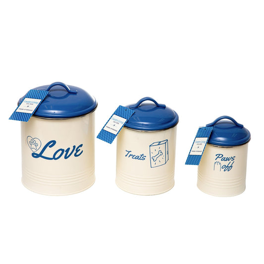 Country Living Set of 3 Pet Treat Canisters French Blue