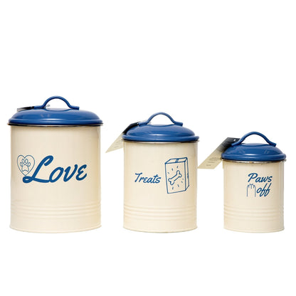 Country Living Set of 3 Pet Treat Canisters French Blue