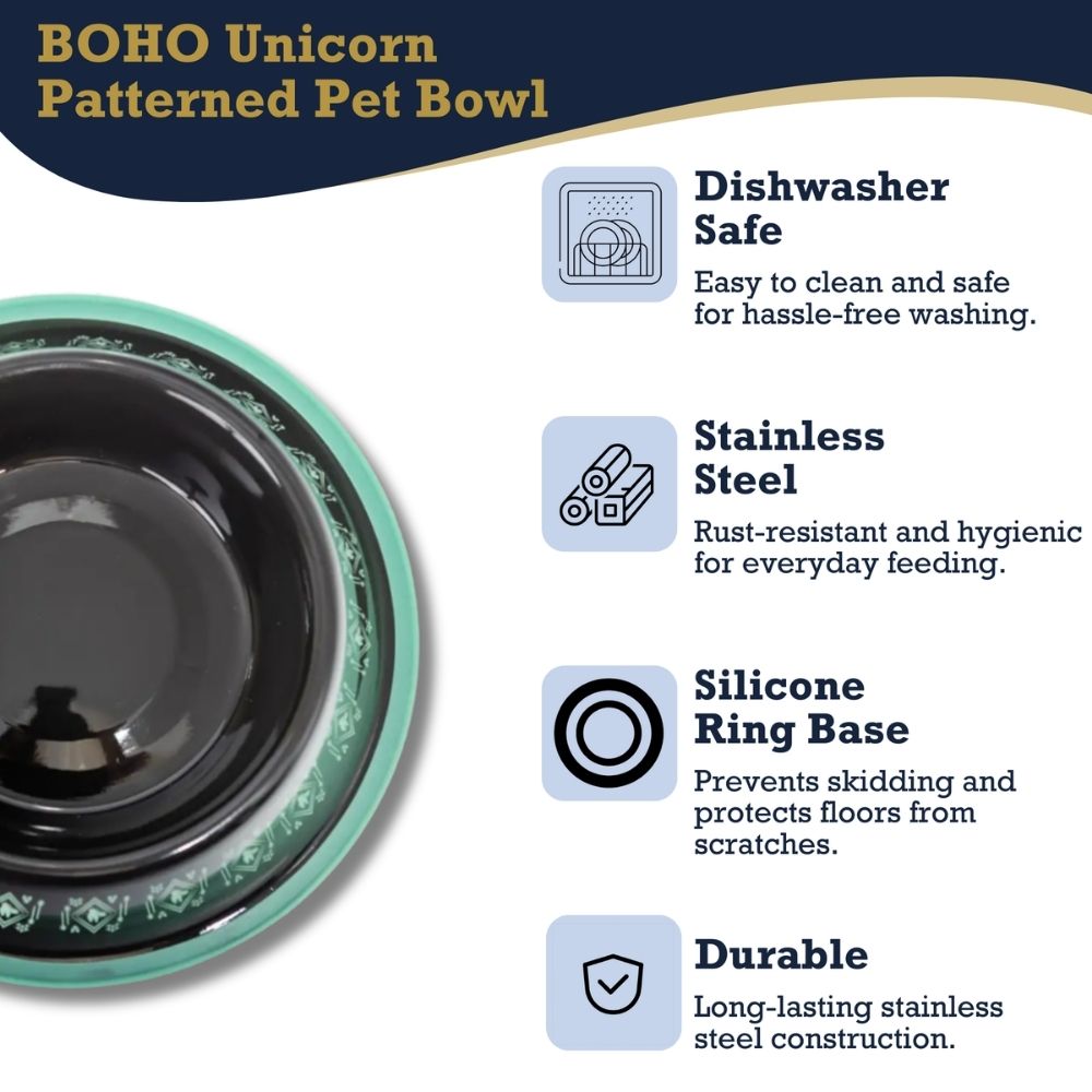 Boho Unicorn Stainless Steel Dog Bowl 24oz