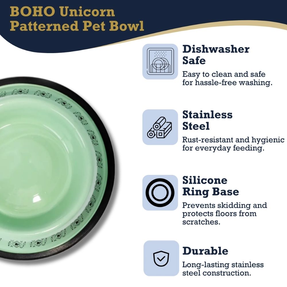 Boho Unicorn Stainless Steel Dog Bowl 24oz