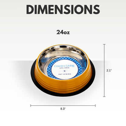 Country Living Ribbed Non-Slip Pet Bowls Golden Yellow