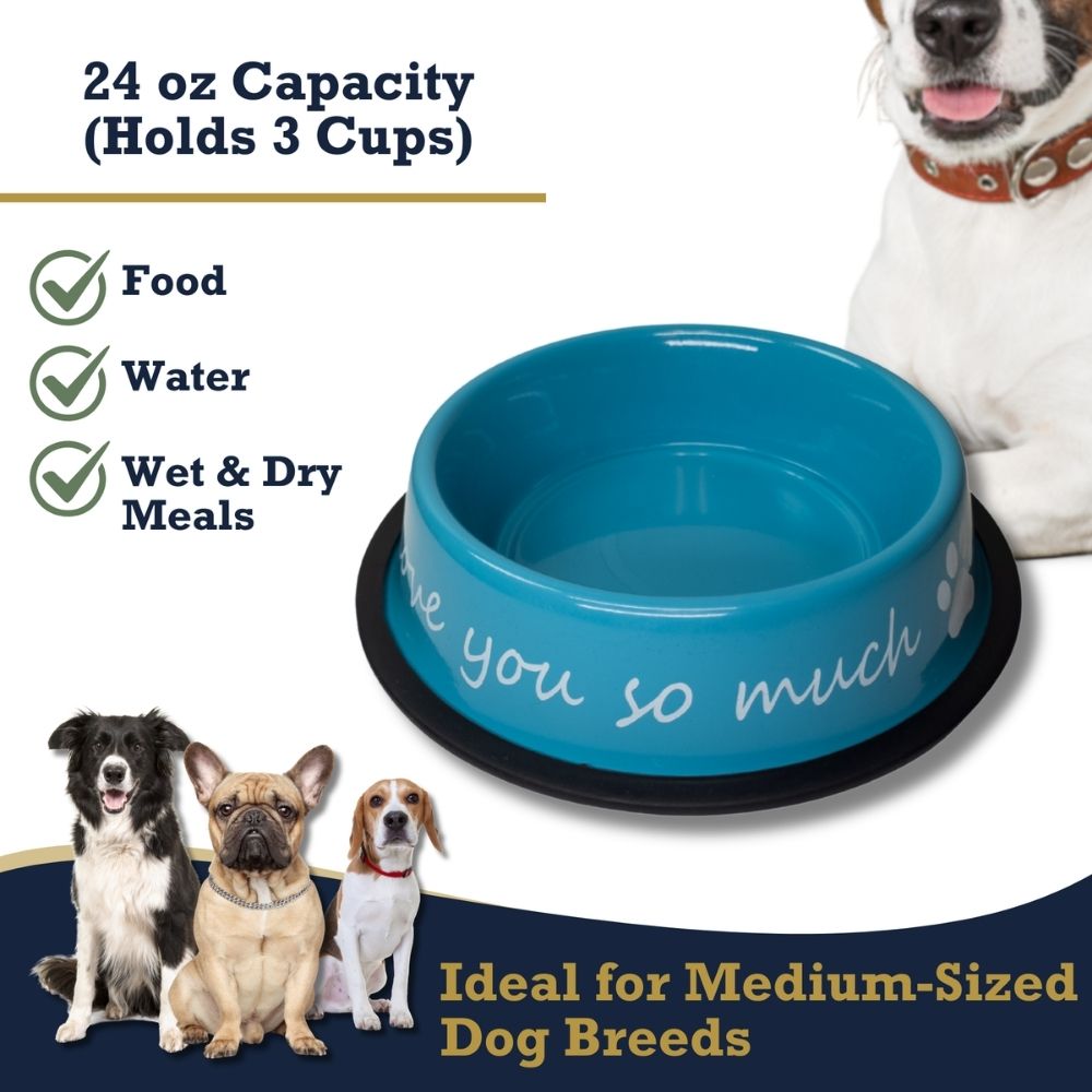 I Love You So Much Stainless Steel Dog Bowl 24oz