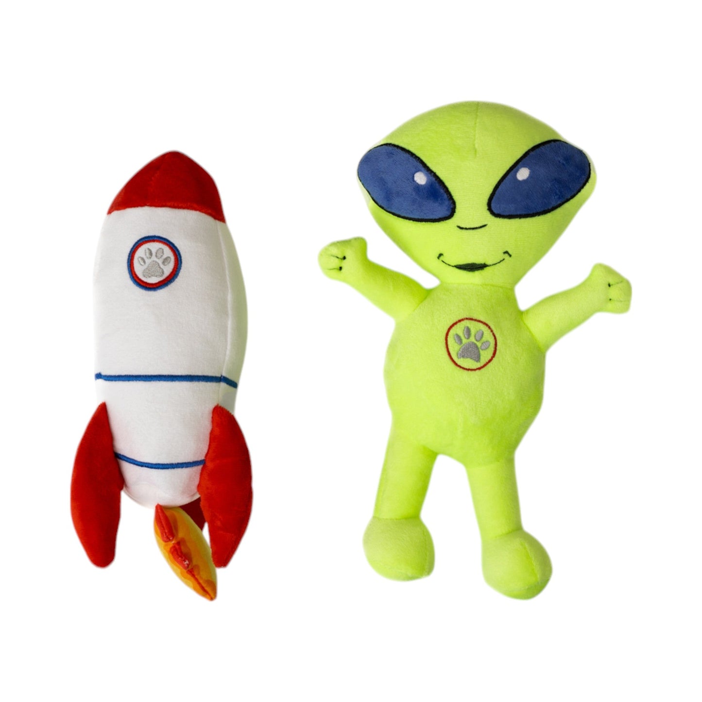 Space Alien and Rocket Plush Dog Toy